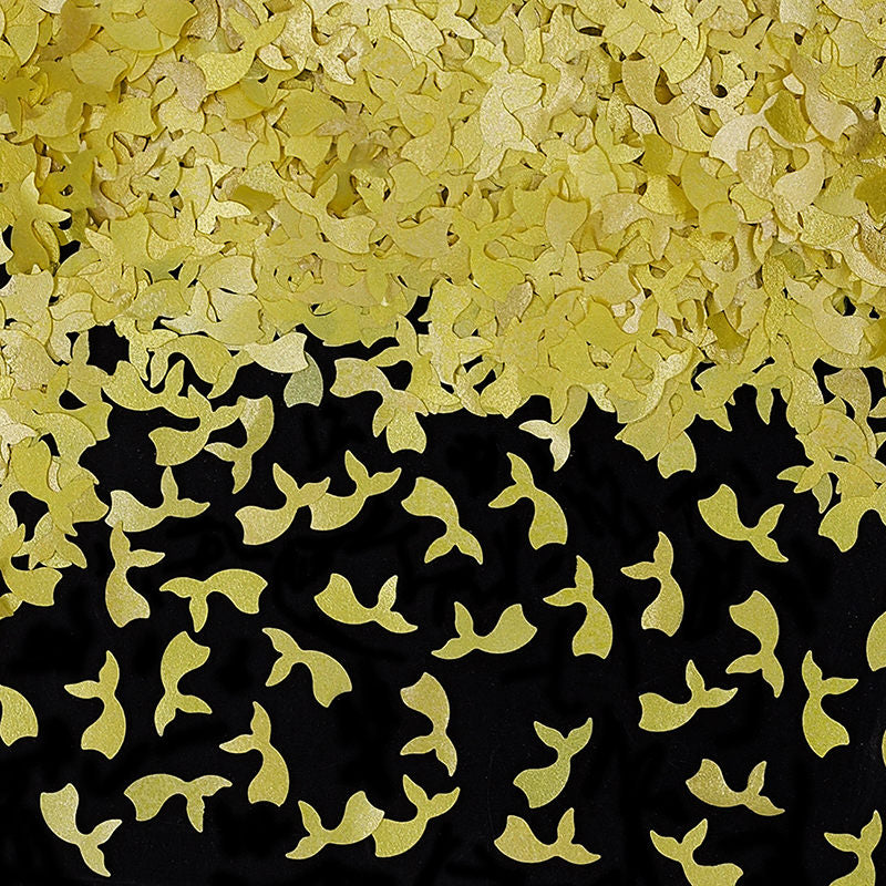 Yellow Glitter Mermaid Tails - Natural Ingredient Edible Decoration