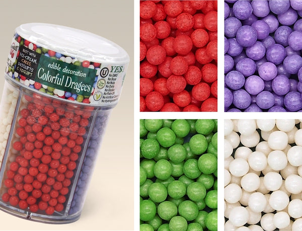 Colorful Dragees - GMO Free 4 cell shaker Kosher Sprinkles Dake Decor