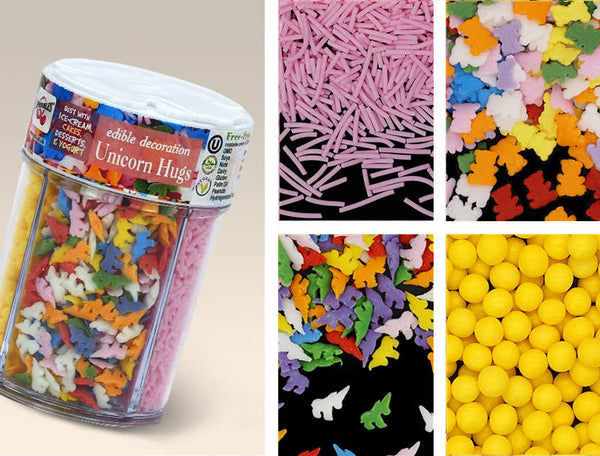 Unicorn Hugs - Allergy Friendly 4 cell shaker Vegan cake decoration