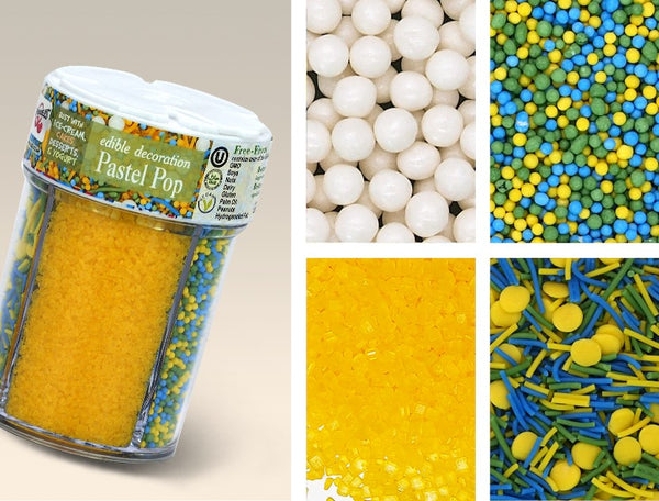 Pastel Pop - Soya Free 4 cell shaker Vegan Sprinkles Dake Decoration