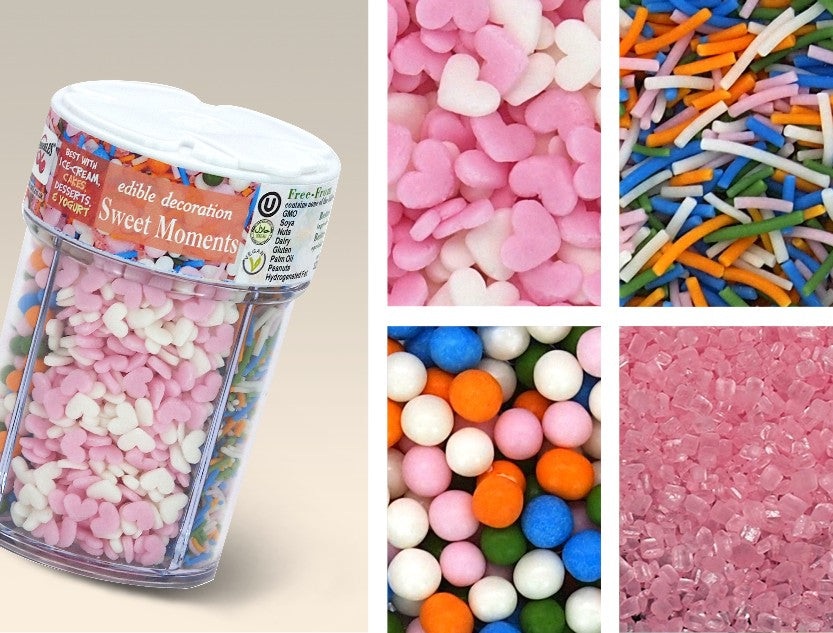 Sweet Moments - Nut Free 4 cell shaker Halal Sprinkles Dake Decoration