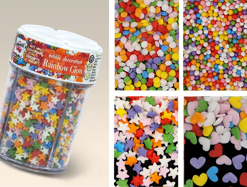 Rainbow Glow - Gluten Free 4 cell shaker Vegan cake decoration