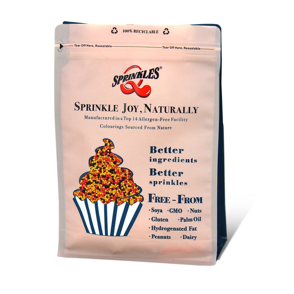 Halloween Nonpareils - Gluten Free Soya Free Sprinkles Cake Decoration (Top 14 Allergen Free, Naturally Sourced Ingredients, Plant-based, Clean Label Free From GMO, Hydrogenated Fat, Palm oil, Certified Vegan, BRC, Kosher, Halal & FDA)