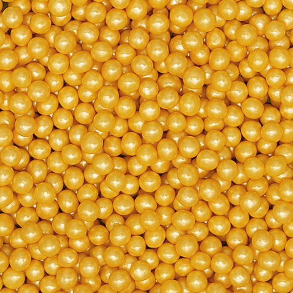 Gold 4mm Pearls - Nuts Free Halal Ceritifed Sprinkles Cake Decoration