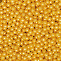 Gold 4mm Pearls - Nuts Free Halal Ceritifed Sprinkles Cake Decoration (Top 14 Allergen Free, Naturally Sourced Ingredients, Plant-based, Clean Label Free From GMO, Hydrogenated Fat, Palm oil, Vegan, BRC, Kosher & FDA)