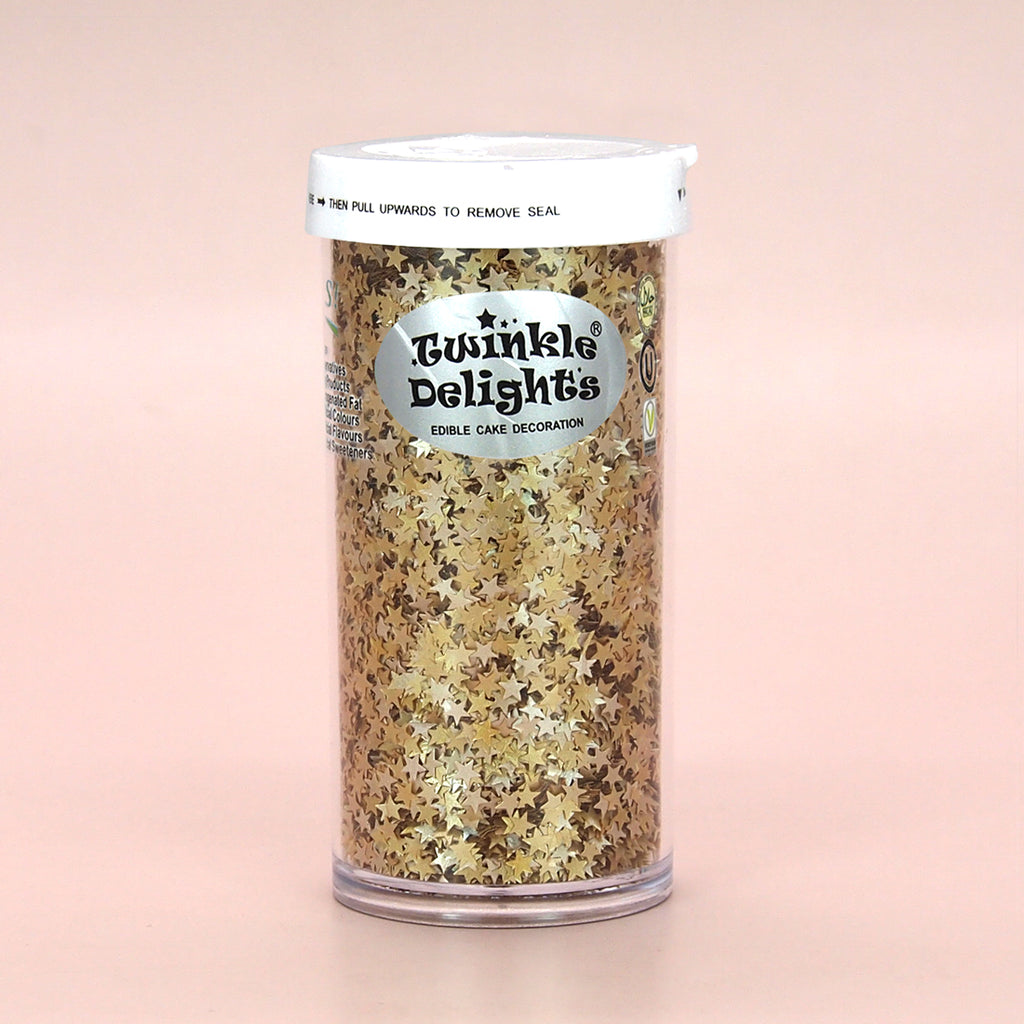 Gold Glitter Stars - Dairy Free Clean Label Vegan Edible Decoration –  Quality Sprinkles (UK) Ltd