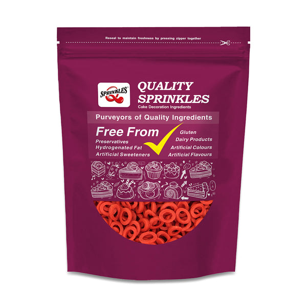 Red Confetti Lifebuoy - Vegan Certified Soya Free Sprinkles Cake Decorations