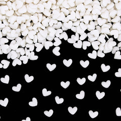 White Confetti Mini Heart -  Clean Label Freeze Stable Sprinkles (Top 14 Allergen Free, Naturally Sourced Ingredients, Plant-based, Free From GMO, Hydrogenated Fat, Palm oil, Certified Vegan, BRC, Kosher, Halal & FDA)