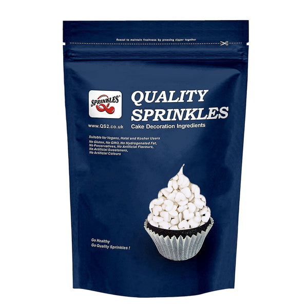 White Confetti Mini Heart -  Clean Label Freeze Stable Sprinkles