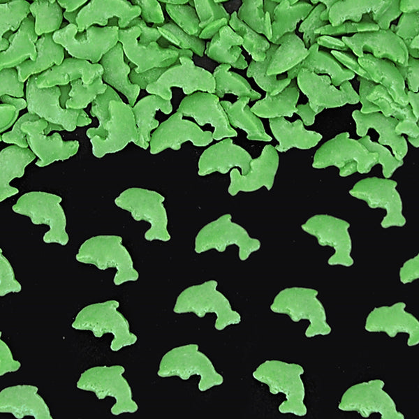 Green Confetti Dolphin - Non Dairy Clean Label Sprinkles Cake Decoration