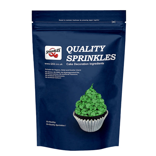 Green Confetti Mini Heart - Dairy Free Vegan Freeze Stable Sprinkles