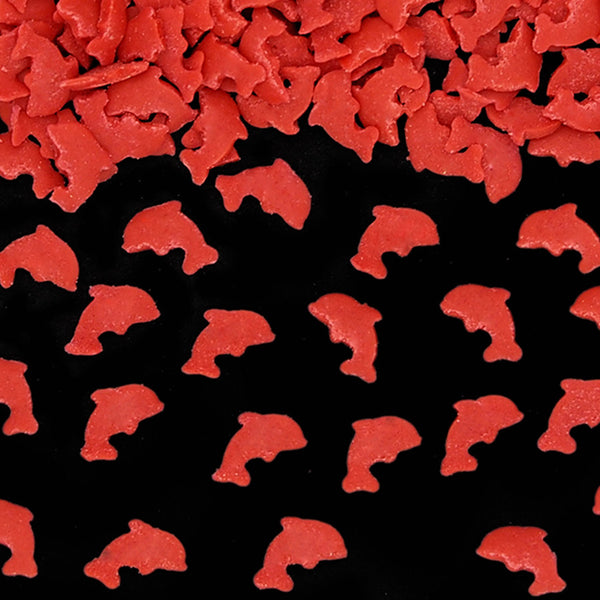 Red Confetti Dolphin - Dairy Free Natural Ingredients Sprinkles Cake Decor
