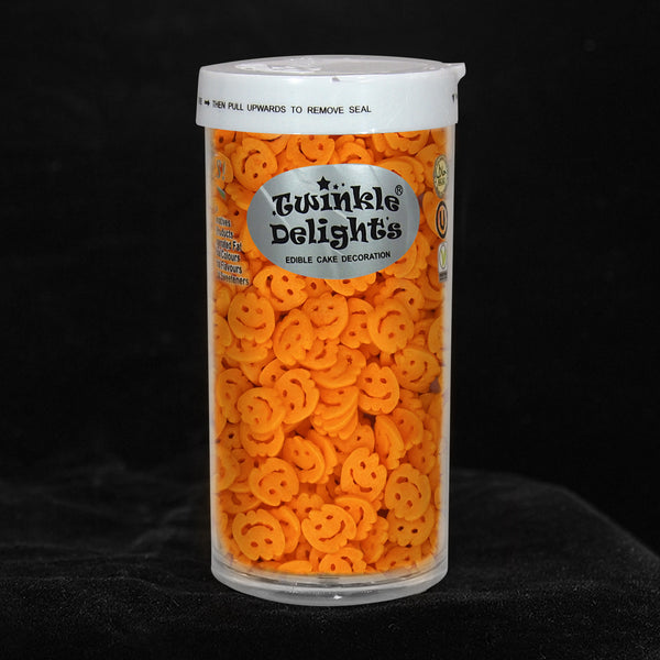 Orange Confetti Smiley Pumpkin - Gluten Free Sprinkles Cake Decoration