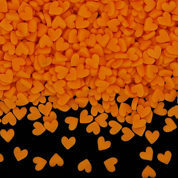 Orange Confetti Mini Heart - Dairy Free Kosher Freeze Stable Sprinkles