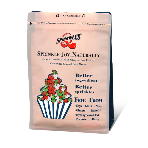 Christmas Confetti Star -Natural Ingredient Vegan Sprinkles Cake Décor