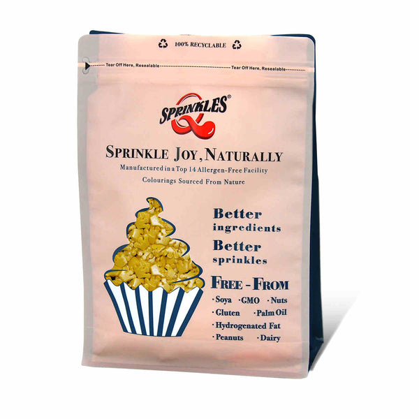 Gold Confetti Crown - Nuts Free Clean Label Sprinkles Cake Decoration