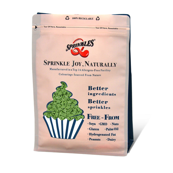 Green Confetti Star - No Gluten Natural Ingredients Sprinkles For Cake