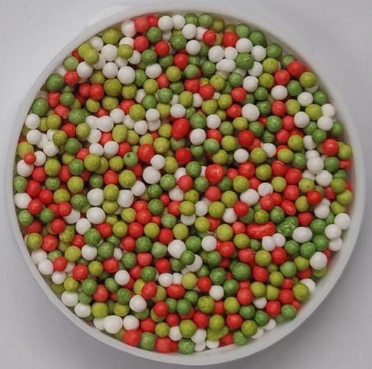 Christmas Nonpareils - Gluten Free Halal Sprinkles Cake Decorations (Top 14 Allergen Free, Naturally Sourced Ingredients, Plant-based, Clean Label Free From GMO, Hydrogenated Fat, Palm oil, Certified Vegan, BRC, Kosher & FDA)