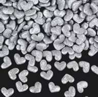 Silver Confetti Hearts - No Nuts Clean Lable Sprinkles Cake Decoration (Top 14 Allergen Free, Naturally Sourced Ingredients, Plant-based, Free From GMO, Hydrogenated Fat, Palm oil, Certified Vegan, BRC, Kosher, Halal & FDA)