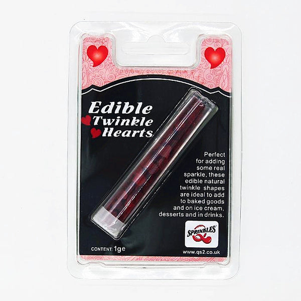 Red Twinkle Hearts -Gluten Free Halal Certified Edible Cake Decoration (Top 14 Allergen Free, Naturally Sourced Ingredients, Plant-based, Clean Label Free From GMO, Hydrogenated Fat, Palm oil, Vegan, BRC, Kosher & FDA)