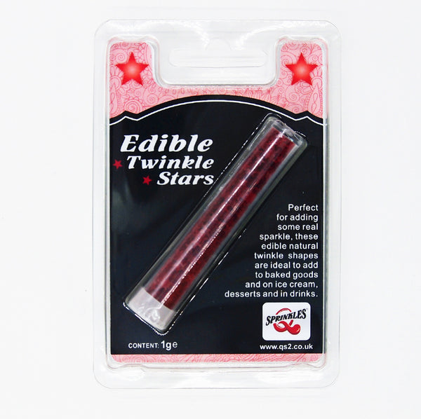Red Twinkle Stars - Soya Free Sugar Free Kosher Edible Cake Decoration (Top 14 Allergen Free, Naturally Sourced Ingredients, Plant-based, Clean Label Free From GMO, Hydrogenated Fat, Palm oil, Certified Vegan, BRC, Halal & FDA)