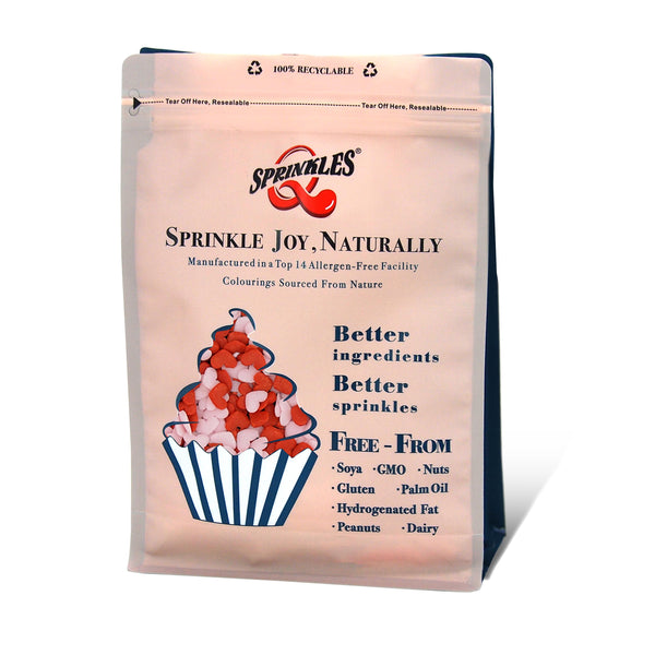 Red Pink Confetti Heart - Soy Free Natural Ingredient Kosher Sprinkles