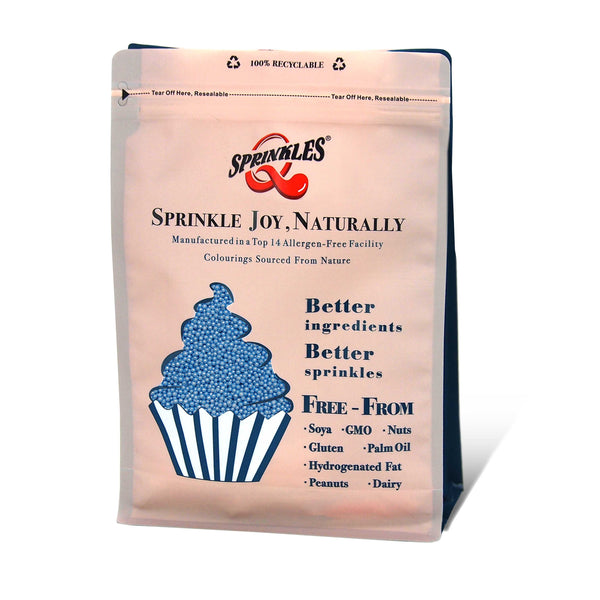 Shimmer Blue Nonpareils - Gluten Free Halal Sprinkles Cake Decoration