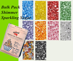 Bulk Pack Shimmer Sparkling Sugar - Nuts Free Clean Label Sprinkles (Top 14 Allergen Free, Naturally Sourced Ingredients, Plant-based, Free From GMO, Hydrogenated Fat, Palm oil, Certified Vegan, BRC, Kosher, Halal & FDA)