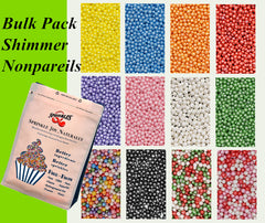 Bulk Pack Shimmer Nonpareils - Gluten Free Sprinkles Cake Decorations (Top 14 Allergen Free, Naturally Sourced Ingredients, Plant-based, Clean Label Free From GMO, Hydrogenated Fat, Palm oil, Certified Vegan, BRC, Kosher, Halal & FDA)