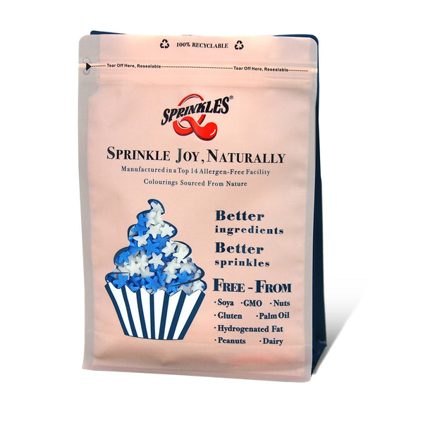 White & Blue Confetti Star - Non Gluten Nuts Free Sprinkles For Cake