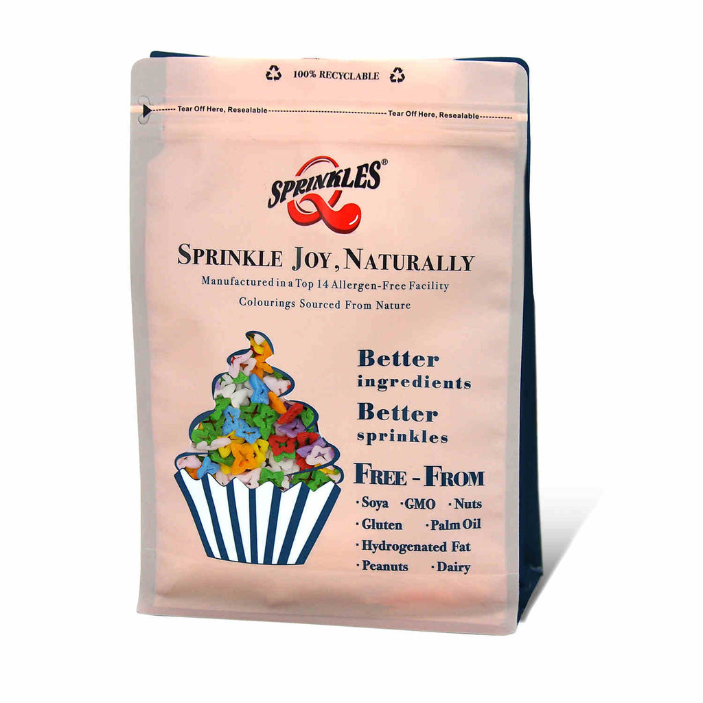 Bulk Pack Confetti Butterfly - Nut Free Soy Free Clean Label Sprinkles (Top 14 Allergen Free, Naturally Sourced Ingredients, Plant-based, Free From GMO, Hydrogenated Fat, Palm oil, Certified Vegan, BRC, Kosher, Halal & FDA)