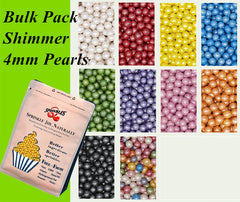 Bulk Pack 4mm Shimmer Pearls - Gltuen Free Vegan Sprinkles for Cakes (Top 14 Allergen Free, Naturally Sourced Ingredients, Plant-based, Clean Label Free From GMO, Hydrogenated Fat, Palm oil, BRC, Kosher, Halal & FDA)