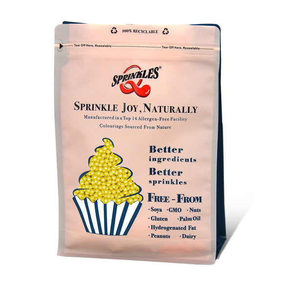 Shimmer Yellow 4mm Pearls - Gluten Free Natural Ingredients Sprinkles
