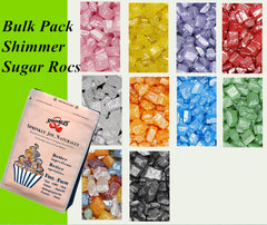 Bulk Pack Shimmer Sugar Rocs - Soya Free Nuts Free Halal Sprinkles (Top 14 Allergen Free, Naturally Sourced Ingredients, Plant-based, Clean Label Free From GMO, Hydrogenated Fat, Palm oil, Certified Vegan, BRC, Kosher & FDA)
