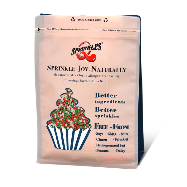 Christmas Nonpareils - Gluten Free Halal Sprinkles Cake Decorations