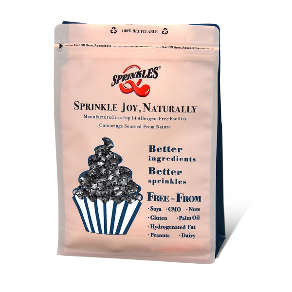 Shimmer Black Confetti Star - Gluten Free Halal Certified Sprinkles