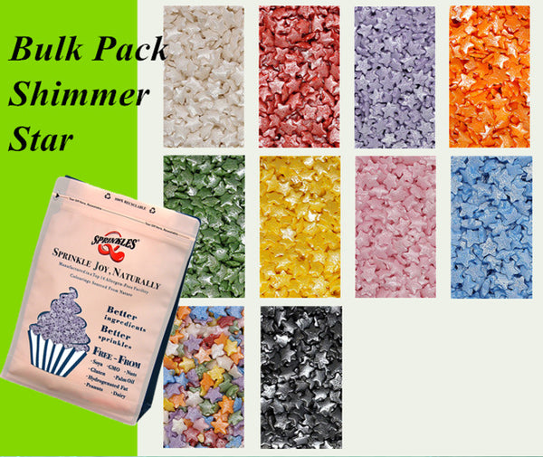 Bulk Pack Shimmer Confetti Star - Soya Free Vegan Sprinkles For Cake
