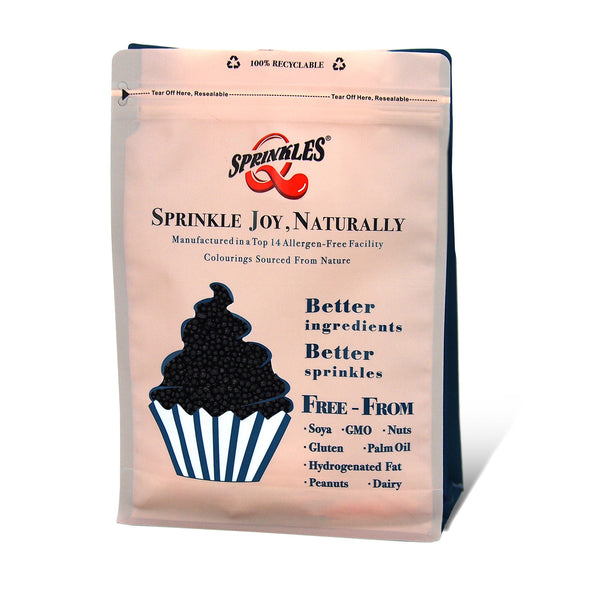 Black Nonpareils - No Dairy Soya Free Vegan Sprinkles Cake Decorations