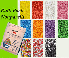 Bulk Pack Nonpareils - Soy Free No Nut Vegan Sprinkles Cake Decoration (Top 14 Allergen Free, Naturally Sourced Ingredients, Plant-based, Clean Label Free From GMO, Hydrogenated Fat, Palm oil, BRC, Kosher, Halal & FDA)