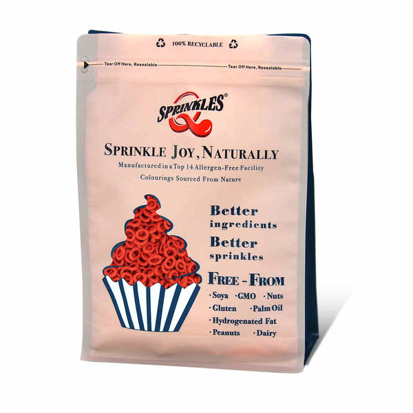 Red Confetti Lifebuoy - Vegan Certified Soya Free Sprinkles Cake Decorations