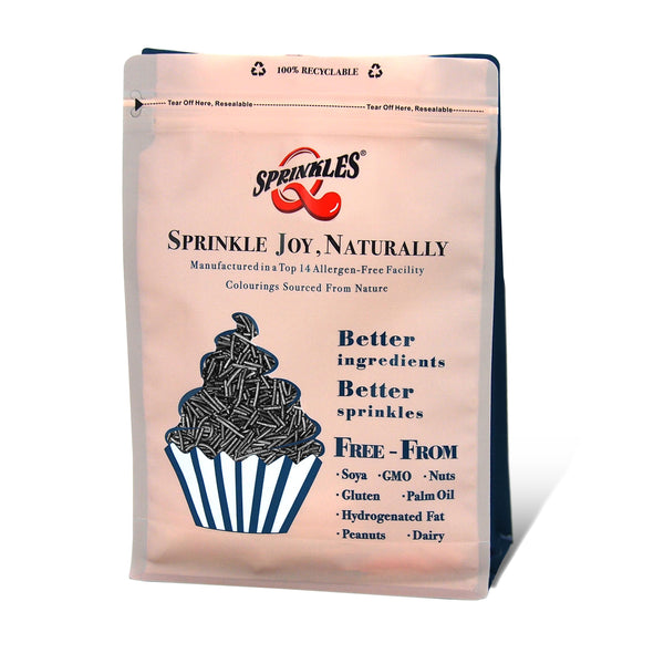 Shimmer Black Jimmies - Dairy Free Vegan Sprinkles Cake Decorations