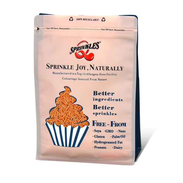 Shimmer Orange Jimmies - No Soya Clean Lable Sprinkles Cake Decoration