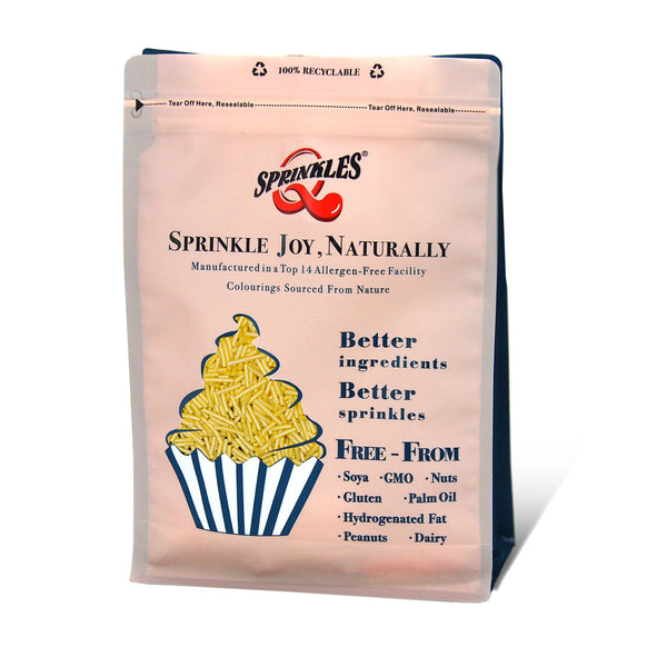 Shimmer Yellow Jimmies - No Nuts Gluten Free Halal Certified Sprinkles