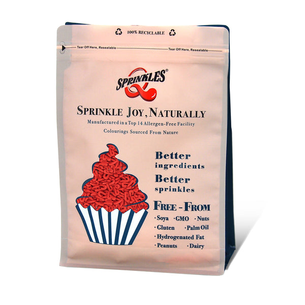 Red Confetti Candy Cane - Dairy Free Clean Label Sprinkles Cake Decor