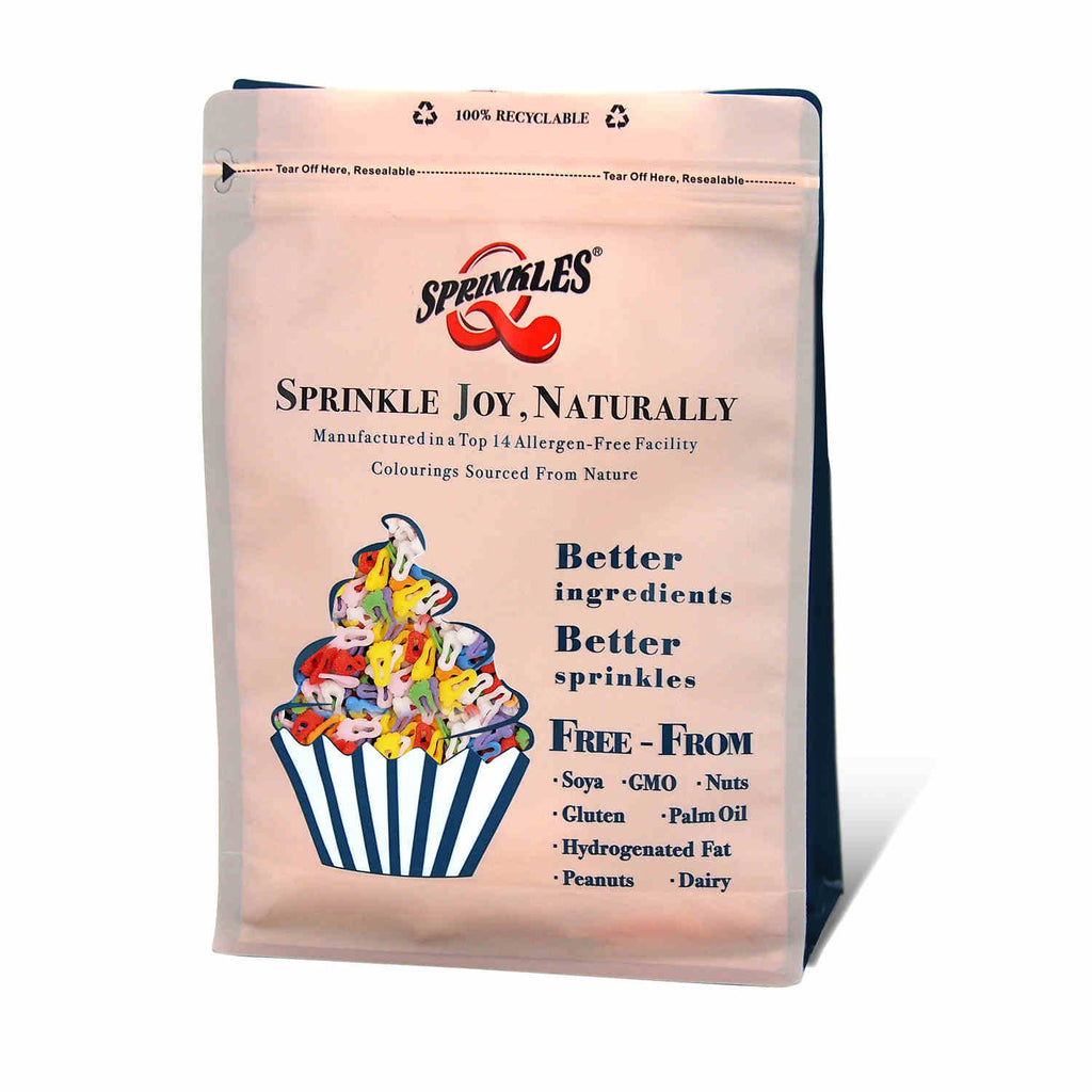 Bulk Pack Confetti Footprint - Dairy Free Soya Free Sprinkles For Cake (Top 14 Allergen Free, Naturally Sourced Ingredients, Plant-based, Clean Label Free From GMO, Hydrogenated Fat, Palm oil, Certified Vegan, BRC, Kosher, Halal & FDA)