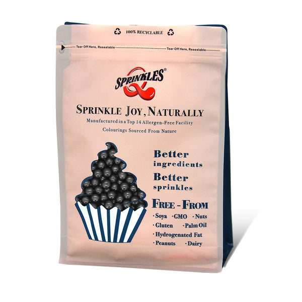 Matt Black 6mm Pearls - Soya Free Halal Certified Sprinkles Cake Decor