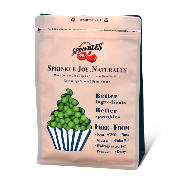 Matt Green 6mm Pearls - Soy Free Dairy Free Vegan Sprinkles For Cakes