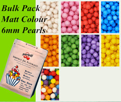 Bulk Pack 6mm Matt Pearls - No Soy Natural Ingredients Vegan Sprinkles (Top 14 Allergen Free, Plant-based, Clean Label Free From GMO, Hydrogenated Fat, Palm oil, BRC, Kosher, Halal & FDA)