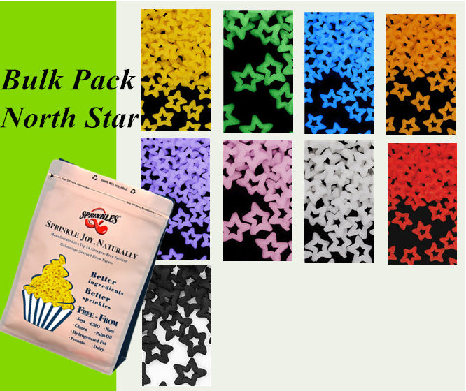 Bulk Pack Confetti North Star - Dairy Free Kosher Certified Sprinkles (Top 14 Allergen Free, Naturally Sourced Ingredients, Plant-based, Clean Label Free From GMO, Hydrogenated Fat, Palm oil, Vegan, BRC,  Halal & FDA)