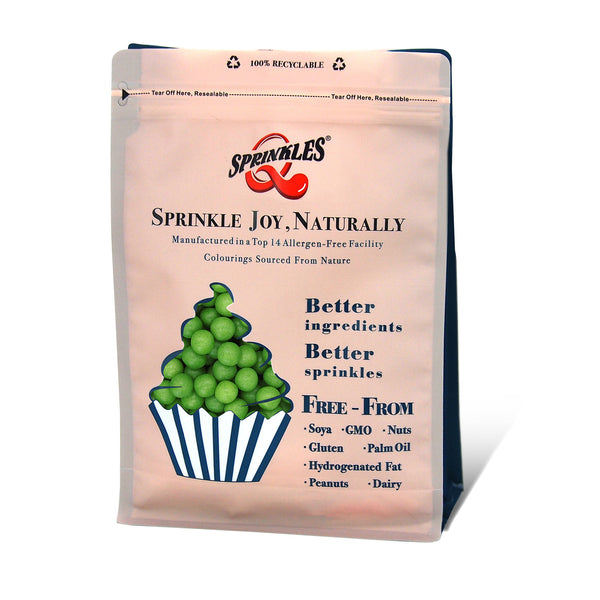 Matt Green 8mm Pearls - Soy Free Nut Free Natural Ingredient Sprinkles